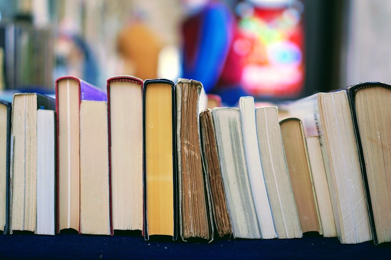 Bookshelf lined with well-used books
